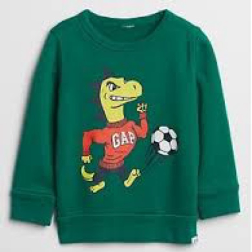 BABY GAP 4T Soccer Dinosaur Crewneck Sweatshirt